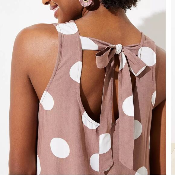 NEW LOFT Polka Dot Tie Back Swing Dress Size Medium Tall - Picture 2 of 11